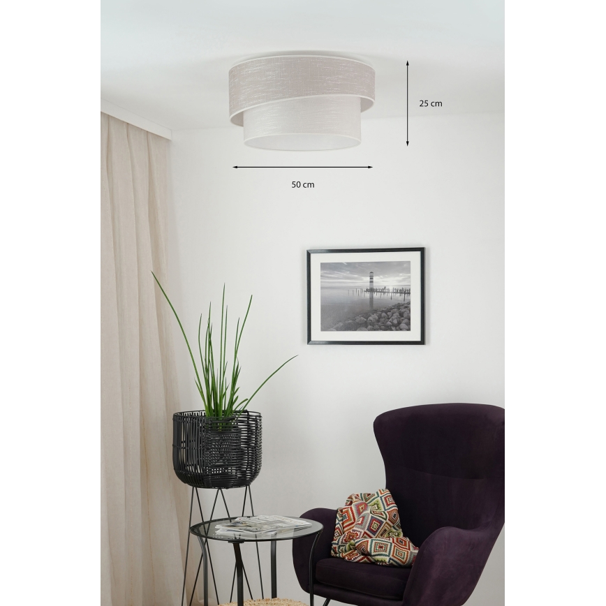 Brilagi - Griestu lampa DOVER SHINE 1xE27/15W/230V d. 50 cm pelēka/krēmkrāsa