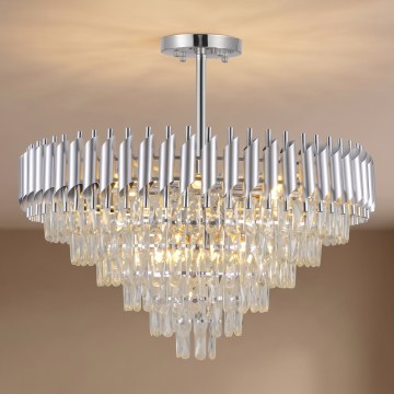 BRILAGI - Griestu lampa ECLIPSE 12xE14/10W/230V Ø 78 cm sudraba