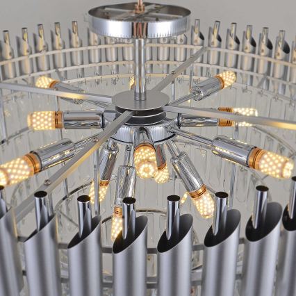 BRILAGI - Griestu lampa ECLIPSE 12xE14/10W/230V Ø 78 cm sudraba