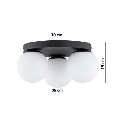 BRILAGI - Griestu lampa MILO 3xE27/60W/230V Ø 35 cm melna