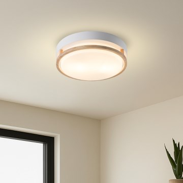 Brilagi - Griestu lampa ORINO 2xE27/40W/230V Ø 27 cm balta/ozols