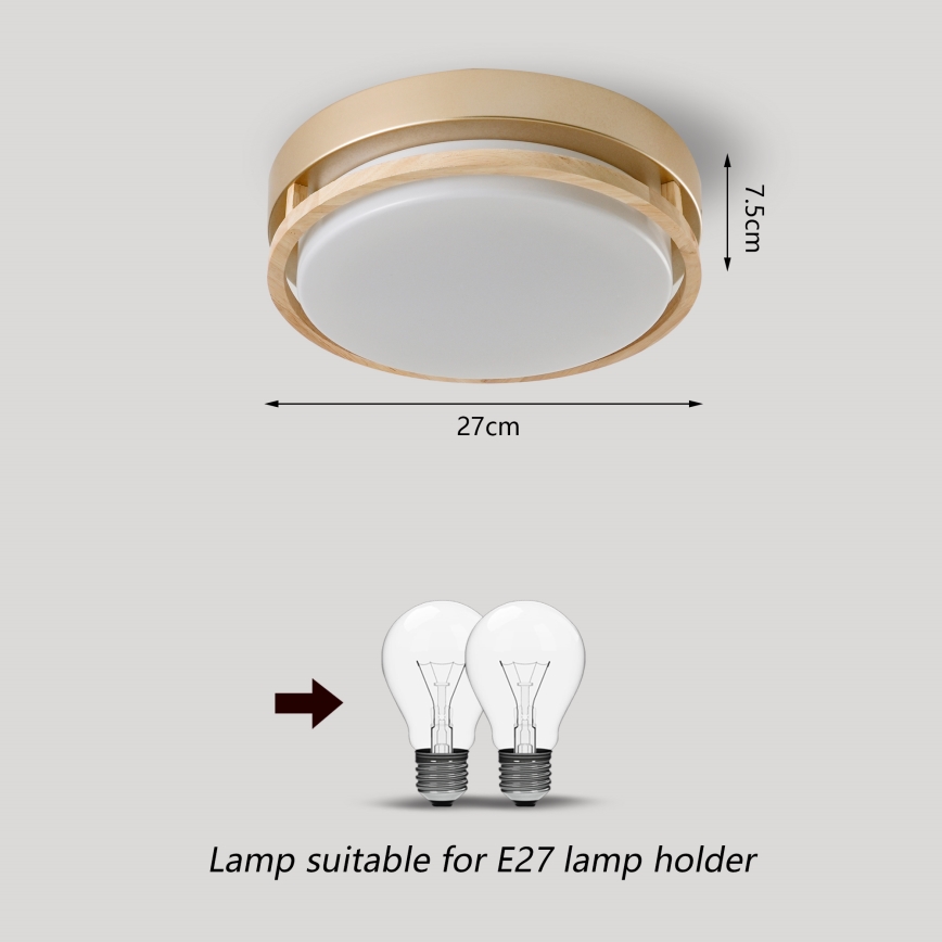 Brilagi - Griestu lampa ORINO 2xE27/40W/230V Ø 27 cm zelta/ozols