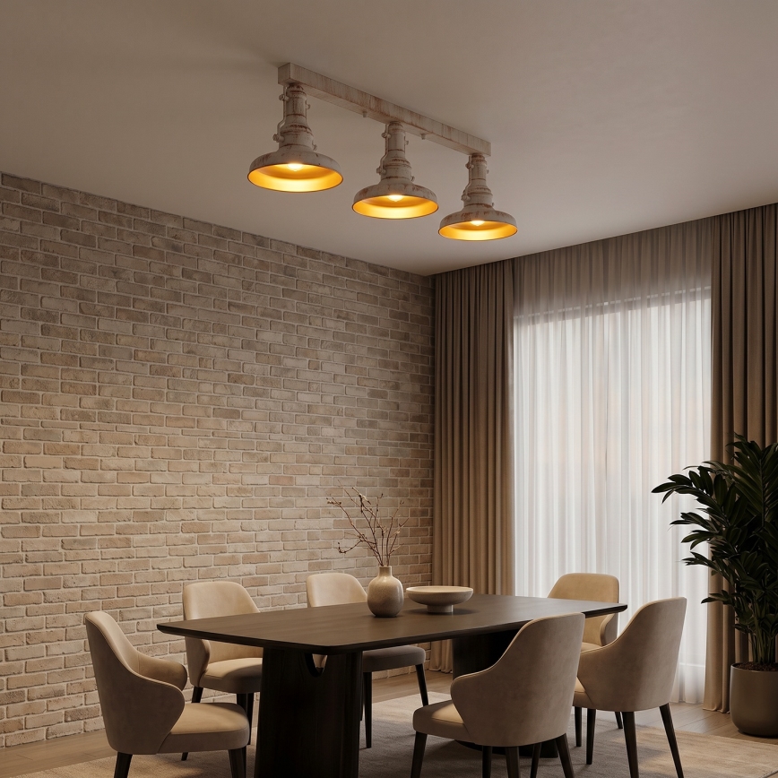 Brilagi - Griestu lampa PYRONIC 3xE27/40W/230V krēmkrāsa/patina