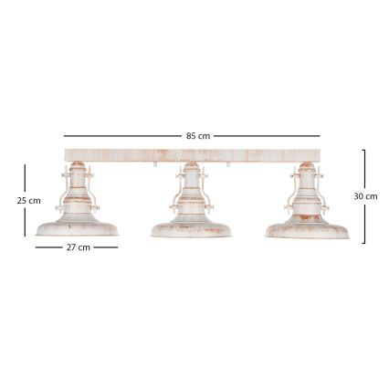 Brilagi - Griestu lampa PYRONIC 3xE27/40W/230V krēmkrāsa/patina
