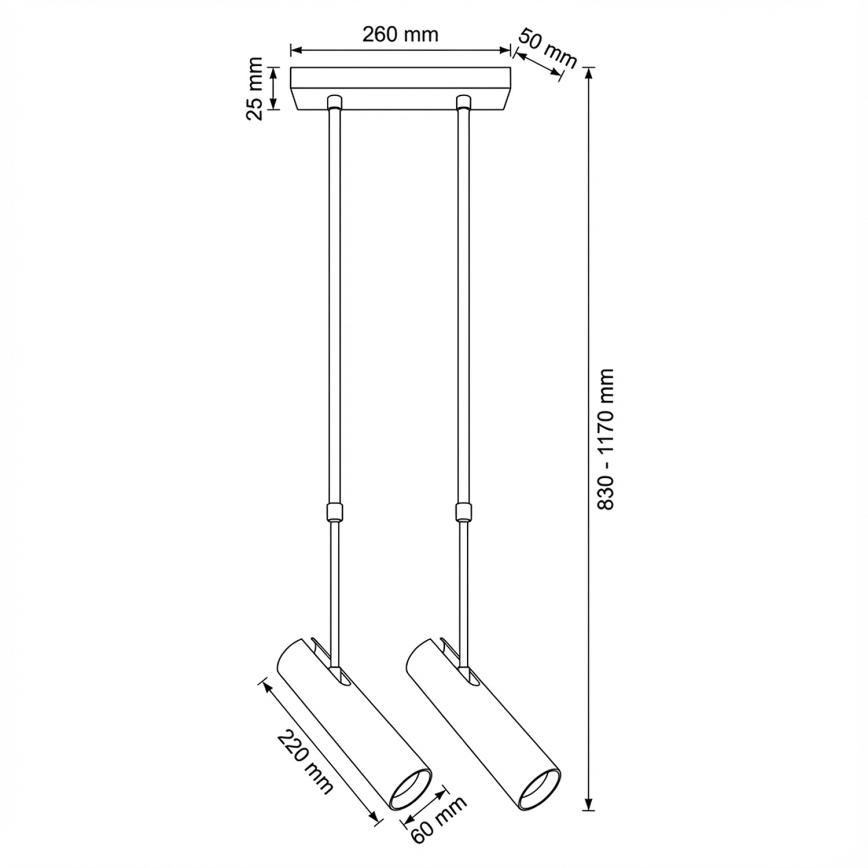 Brilagi - griestu lampa uz kāta SELE 2xGU10/30W/230V melna