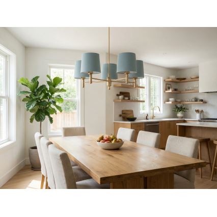 Brilagi - Griestu lampa uz stieņa MONTE 5xE27/15W/230V zila/zelta