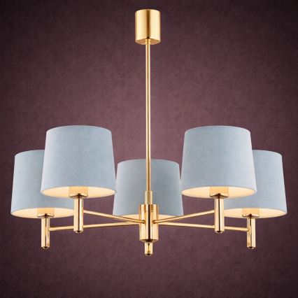 Brilagi - Griestu lampa uz stieņa MONTE 5xE27/15W/230V zila/zelta