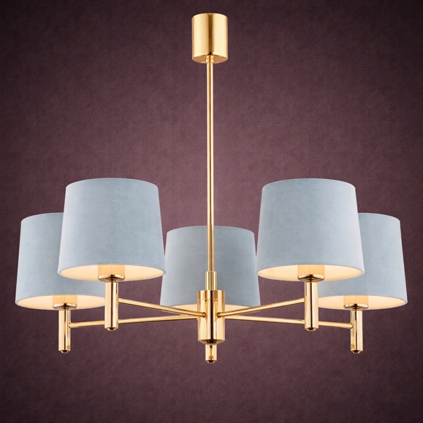 Brilagi - Griestu lampa uz stieņa MONTE 5xE27/15W/230V zila/zelta