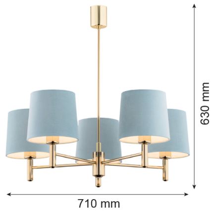 Brilagi - Griestu lampa uz stieņa MONTE 5xE27/15W/230V zila/zelta