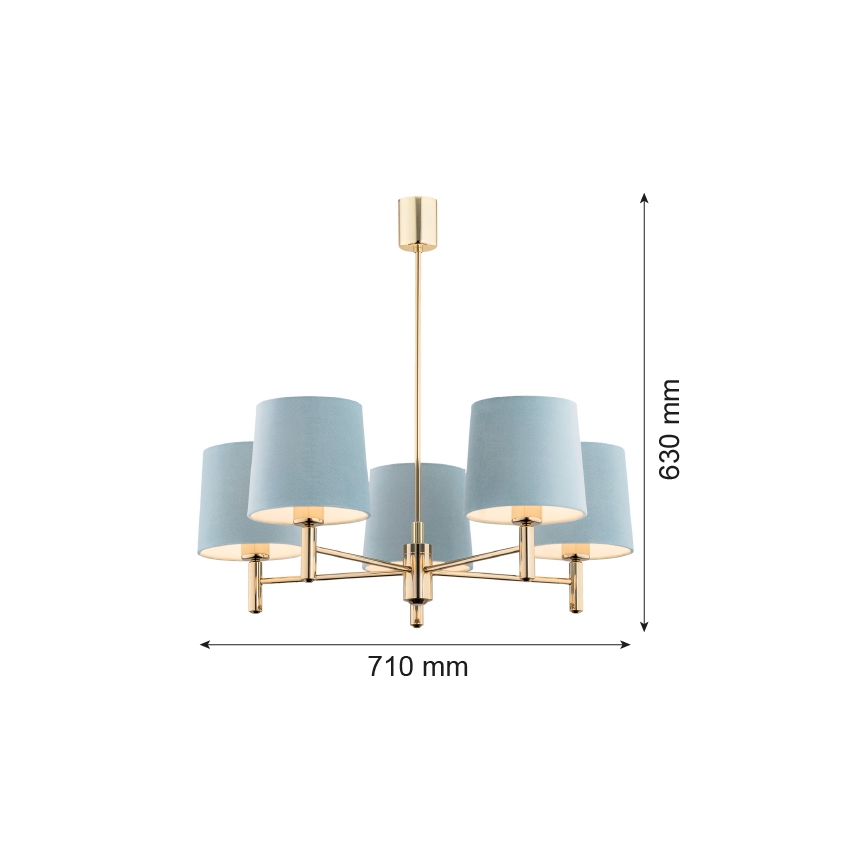 Brilagi - Griestu lampa uz stieņa MONTE 5xE27/15W/230V zila/zelta