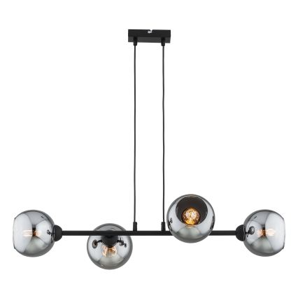 Brilagi - Griestu lampa uz troses 4xE27/60W/230V melna/dūmakaini pelēka