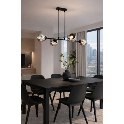 Brilagi - Griestu lampa uz troses 4xE27/60W/230V melna/dūmakaini pelēka