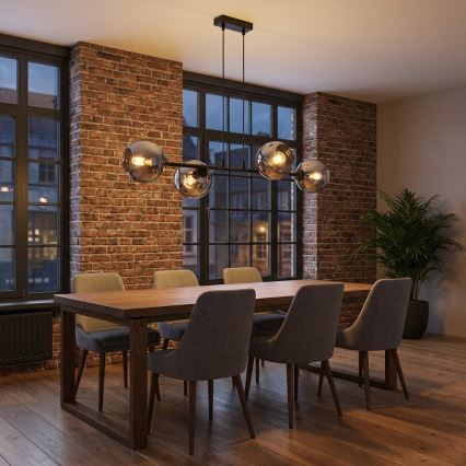 Brilagi - Griestu lampa uz troses 4xE27/60W/230V melna/dūmakaini pelēka