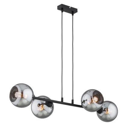 Brilagi - Griestu lampa uz troses 4xE27/60W/230V melna/dūmakaini pelēka