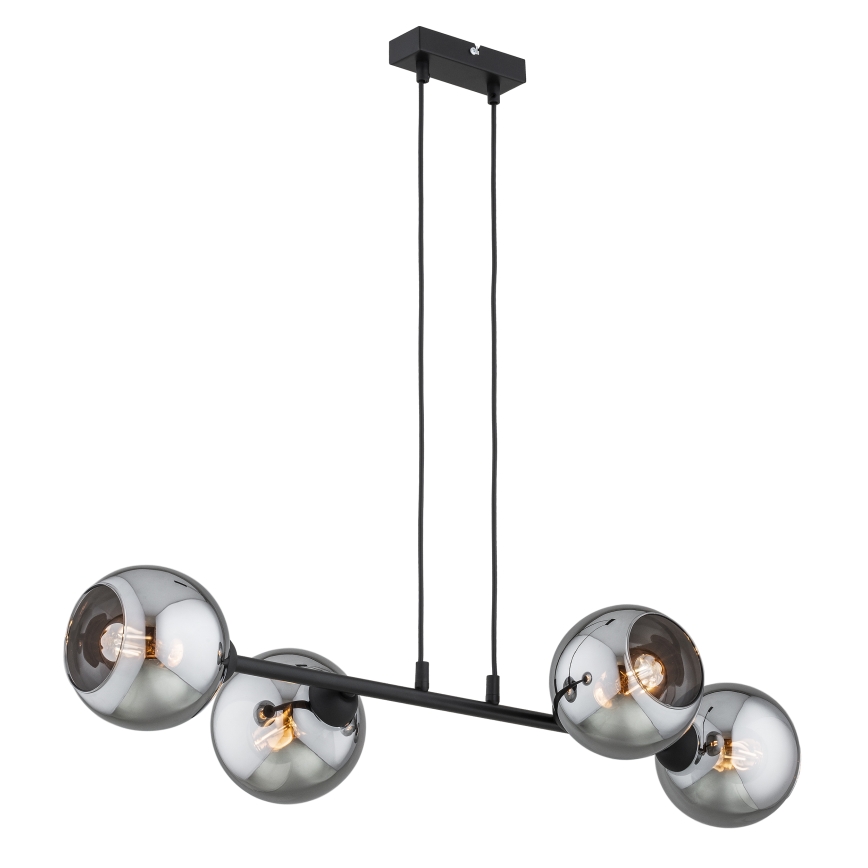 Brilagi - Griestu lampa uz troses 4xE27/60W/230V melna/dūmakaini pelēka