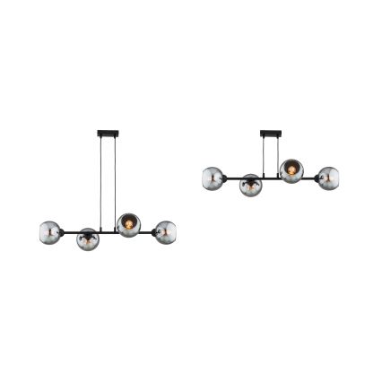 Brilagi - Griestu lampa uz troses 4xE27/60W/230V melna/dūmakaini pelēka