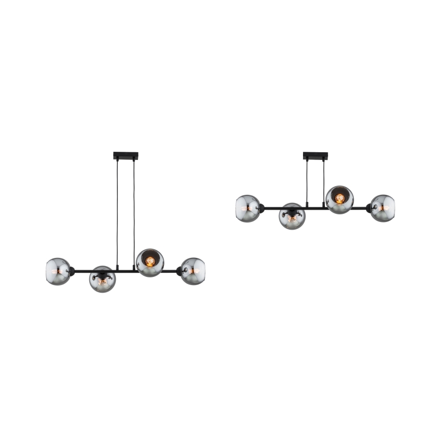 Brilagi - Griestu lampa uz troses 4xE27/60W/230V melna/dūmakaini pelēka