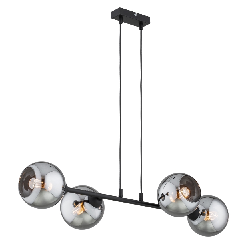Brilagi - Griestu lampa uz troses DIOR 4xE27/60W/230V melna/dūmakaini pelēka