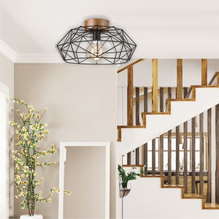 Brilagi - Griestu lampa WOODY BASKET 1xE27/60W/230V Ø 40 cm ozols/valrieksts