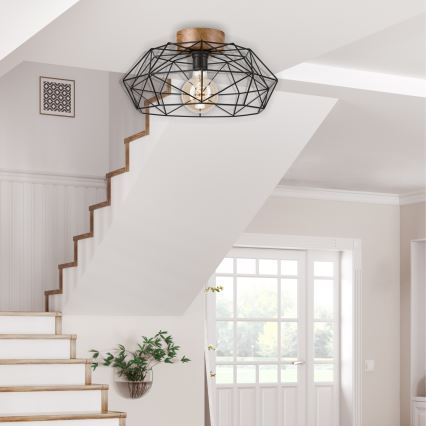 Brilagi - Griestu lampa WOODY BASKET 1xE27/60W/230V Ø 40 cm ozols/valrieksts