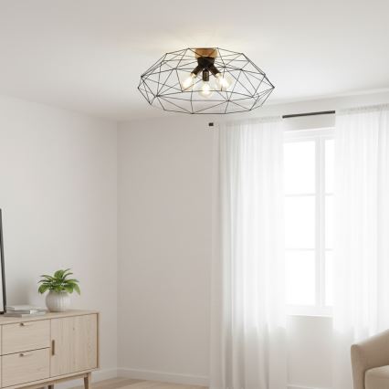 Brilagi - Griestu lampa WOODY BASKET 3xE27/60W/230V Ø 80 cm ozols