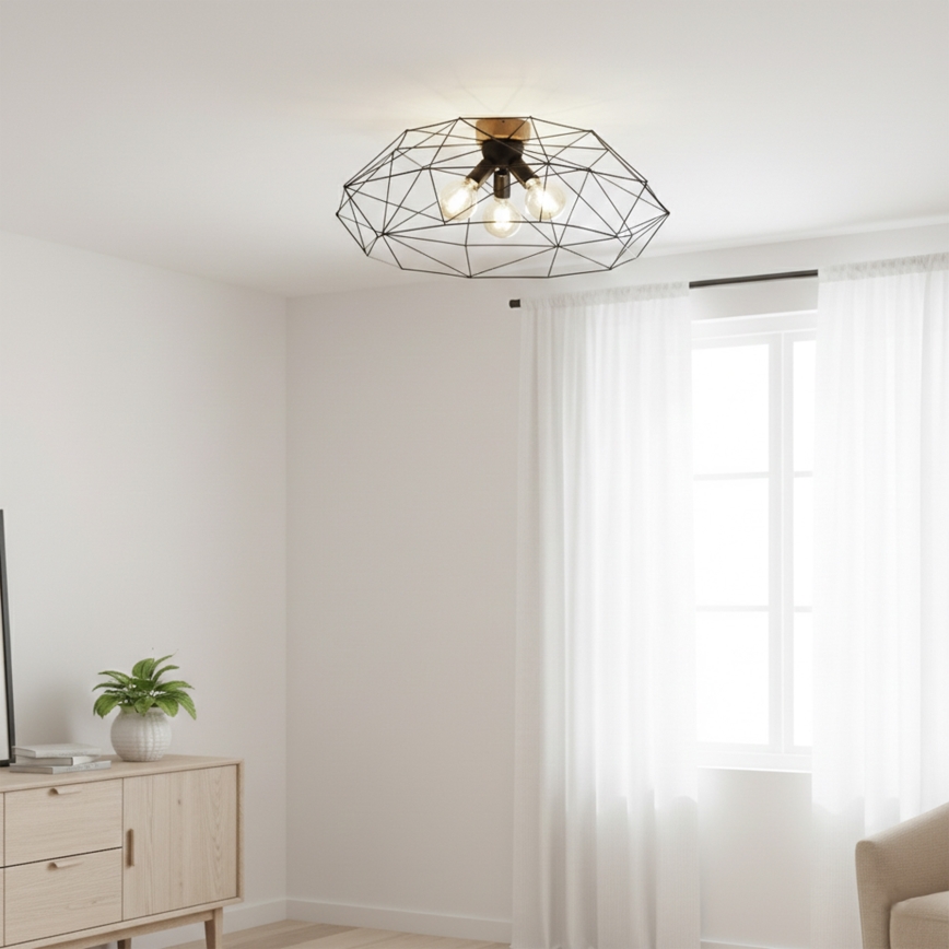 Brilagi - Griestu lampa WOODY BASKET 3xE27/60W/230V Ø 80 cm ozols