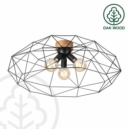 Brilagi - Griestu lampa WOODY BASKET 3xE27/60W/230V Ø 80 cm ozols