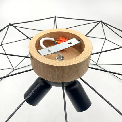 Brilagi - Griestu lampa WOODY BASKET 3xE27/60W/230V Ø 80 cm ozols