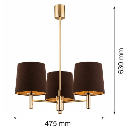 BRILAGI - Griestu lustra ar stieni MONTE 3xE27/60W/230V brūna/zelta