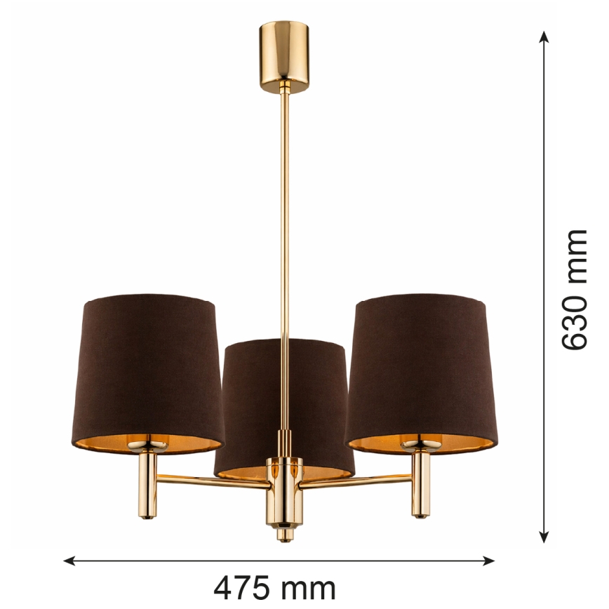BRILAGI - Griestu lustra ar stieni MONTE 3xE27/60W/230V brūna/zelta