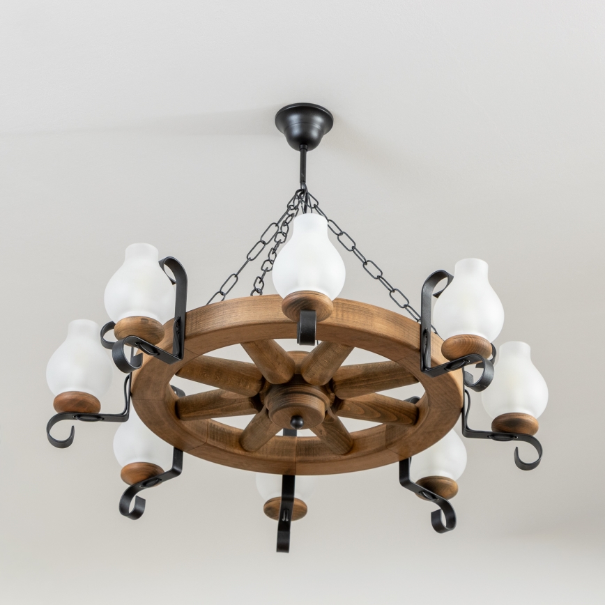 Brilagi - Griestu lustra ROATA ar ķēdi, 8xE14/40W/230V, Ø 70 cm, buk