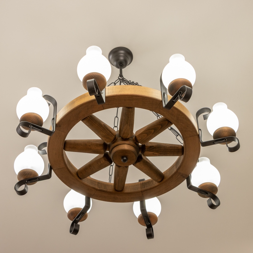 Brilagi - Griestu lustra ROATA ar ķēdi, 8xE14/40W/230V, Ø 70 cm, buk