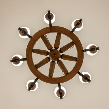 Brilagi - Griestu lustra ROATA ar ķēdi, 8xE14/40W/230V, Ø 70 cm, buk