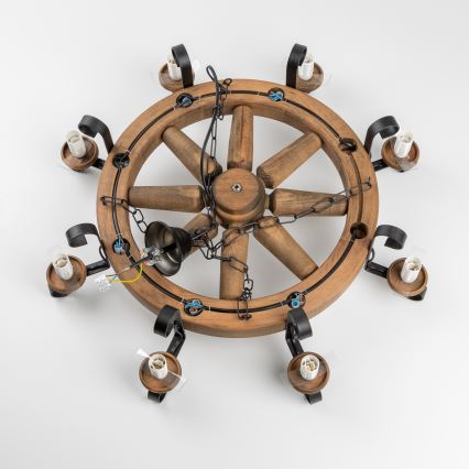 Brilagi - Griestu lustra ROATA ar ķēdi, 8xE14/40W/230V, Ø 70 cm, buk