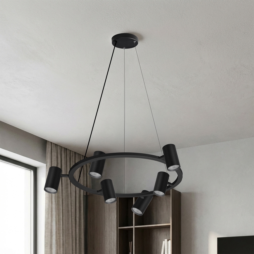 BRILAGI - griestu lustra SELE uz troses, 6xGU10/30W/230V, melna