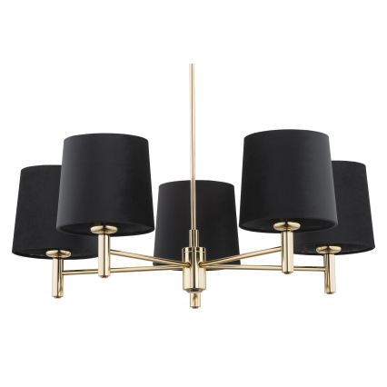 Brilagi - Griestu lustra uz stieņa MONTE 5xE27/15W/230V melna/zelta