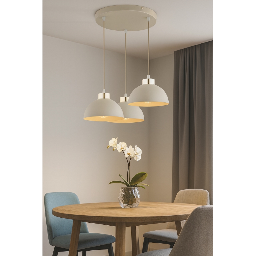 Brilagi - Griestu lustra uz troses MOON 3xE27/60W/230V bēša/zelta