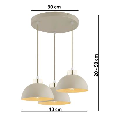 Brilagi - Griestu lustra uz troses MOON 3xE27/60W/230V bēša/zelta