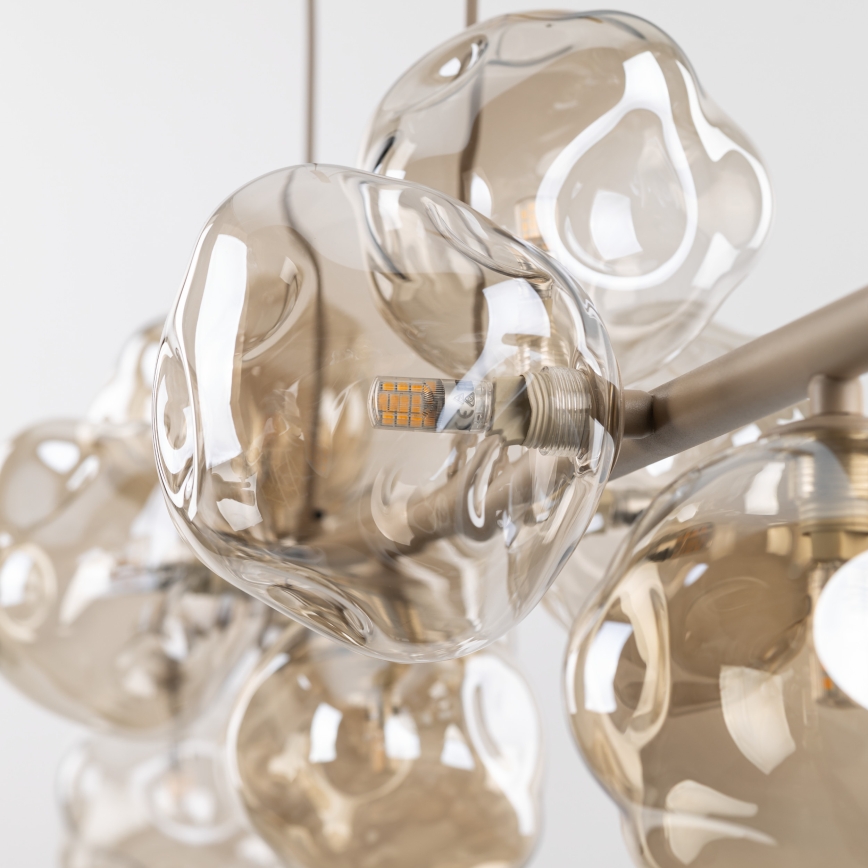 Brilagi - griestu lustra uz troses VULCANO 9xG9/8W/230V bēša/dūmainā bēša