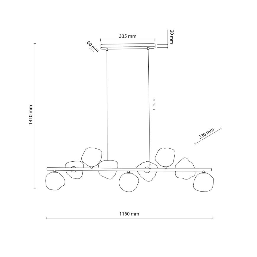 Brilagi - griestu lustra uz troses VULCANO 9xG9/8W/230V bēša/dūmainā bēša