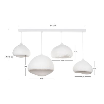Brilagi - Griestu lustra uz troses WABI SABI 4xE27/40W/230V balta