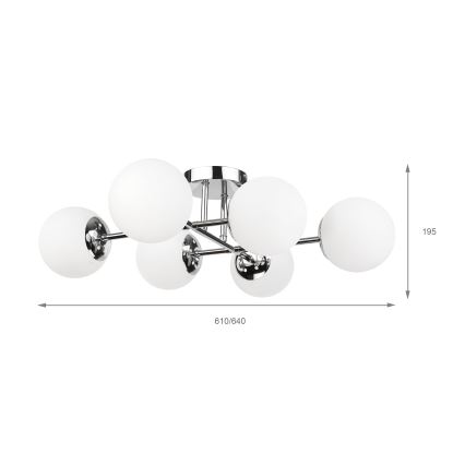 Brilagi - Griestu piestiprināmais lustrs MALONY 6xE14/20W/230V spīdīgs hroms