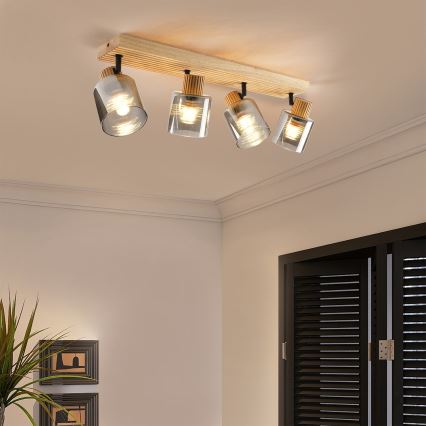 Brilagi - Griestu spotgaismeklis HYGGE 4xE14/15W/230V koka/dūmakains