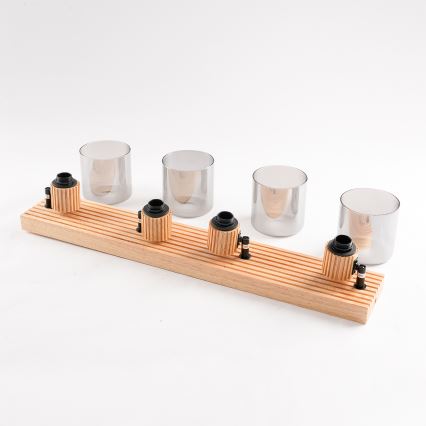 Brilagi - Griestu spotgaismeklis HYGGE 4xE14/15W/230V koka/dūmakains