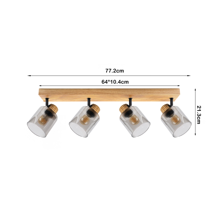 Brilagi - Griestu spotgaismeklis HYGGE 4xE14/15W/230V koka/dūmakains