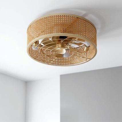 Brilagi - griestu ventilators 4xE27/40W/230V Ø 50 cm bambuss + tālvadības pults