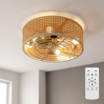 Brilagi - griestu ventilators 4xE27/40W/230V Ø 50 cm bambuss + tālvadības pults