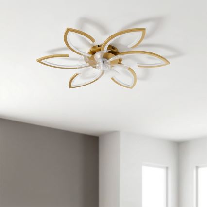 Brilagi - Griestu ventilators ar regulējamu LED apgaismojumu, LED/34W/230V, 3000–6500K, Ø 78 cm, zelta + tālvadība