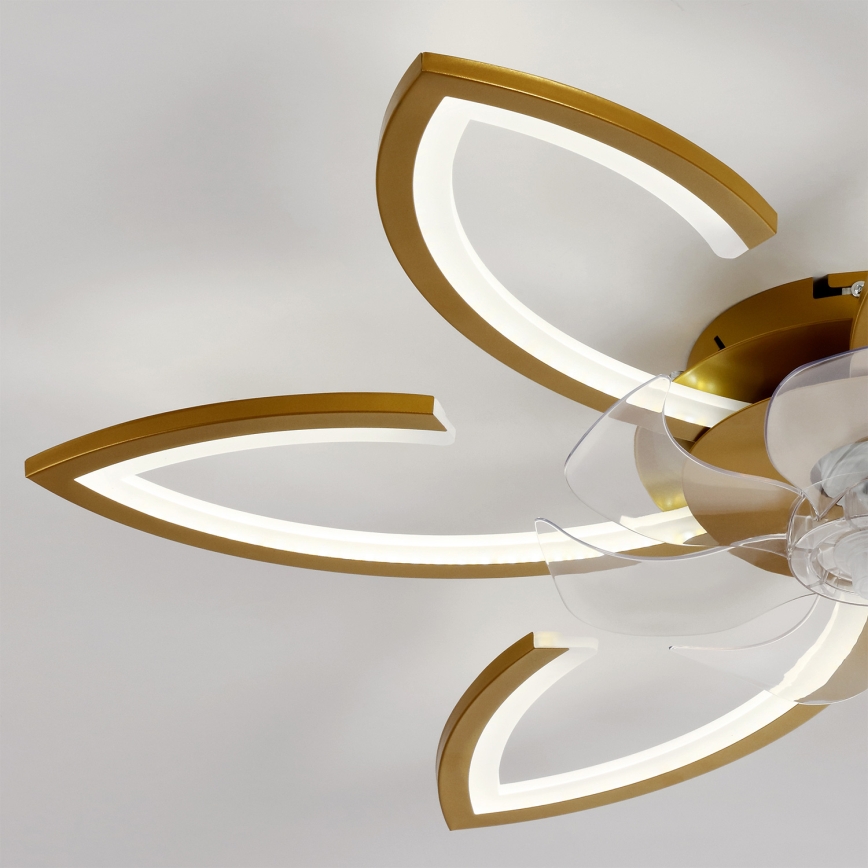 Brilagi - Griestu ventilators ar regulējamu LED apgaismojumu, LED/34W/230V, 3000–6500K, Ø 78 cm, zelta + tālvadība