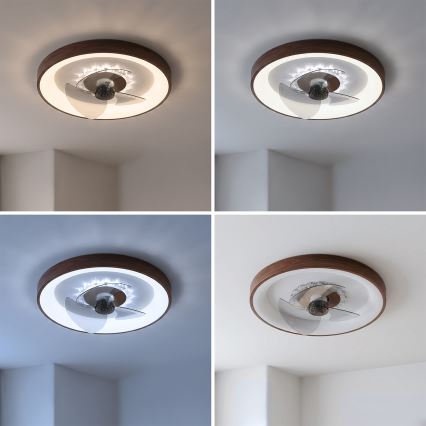 Brilagi - LED aptumšojams griestu ventilators LED/34W/230V Ø 46 cm brūns + ar tālvadības pulti